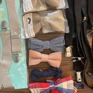 Lot of bow ties and suspenders